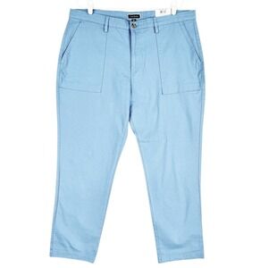 Club Room Men's Stretch Tapered Leg Blue Pants Size 38x30 NWT Zip/Button Pockets